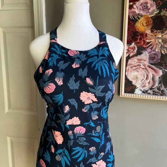 SOLD Patagonia Floral Halter Midi Dress Pink Blue Sleeveless Casual Athlesiure - Picture 9 of 13